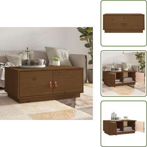Table basse Marron miel 80x50x35 cm Bois massif de pin - Table Basse - Meuble Salon - Table D'appoint - Table Latérale - Bois Massif (1/5)