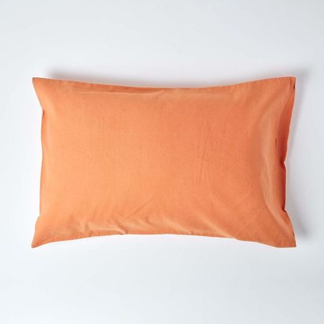 HOMESCAPES Burnt Orange Linen Housewife Pillowcase, King
