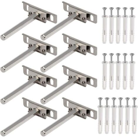 Supports en Métal pour Étagère Flottante 8Pcs Support Mural Discret modèle Fixation Tablettes Rangement Support pour Etagère Flottante Invisible Fixation etagere avec Vis d'Expansion (1/5)