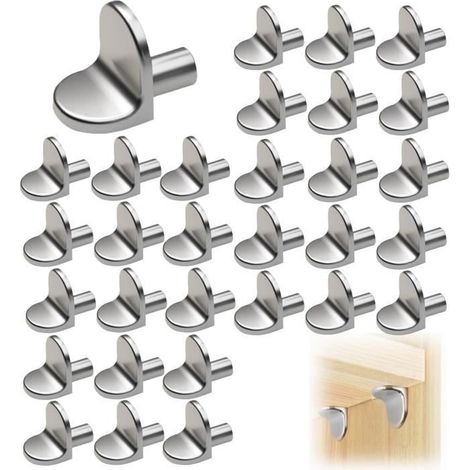 30Pcs Chevilles de Support d'Étagère, Forme de L Taquet Étagère Alliage de Zinc Goupille de Support d'Étagère de 5 mm pour Meuble (1/4)
