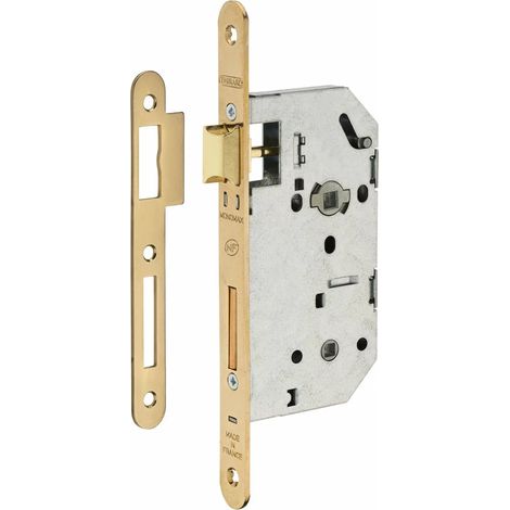 Serrure à larder NF type Monomax axe à 50 mm condamnation têtière laitonnée avec gâche - FTH THIRARD