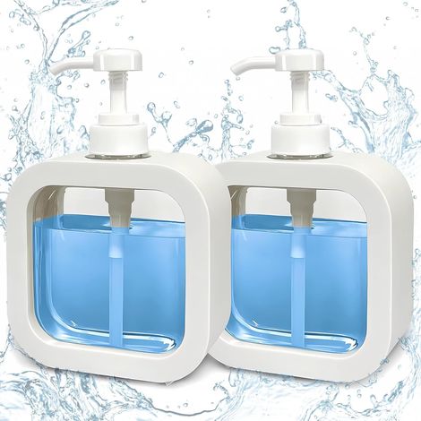 CSPARKV 2 botellas vacías con bomba de 300 ml, dispensador de jabón, rellenable, para lavavajillas, gel de ducha, apto para jabones líquidos, detergentes, lociones, aceites y champús (1/5)