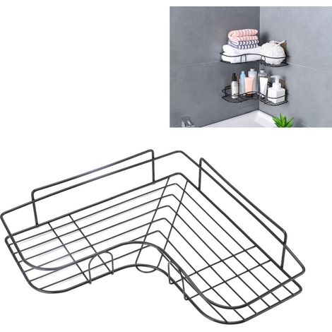 tagre de Douche d'angle Support en Fer Organisateur de Salle de Bain tagre Murale tagre Paniers tagre de Rangement Triangulaire Installation sans Trou pour Salle de Bain Cuisine.