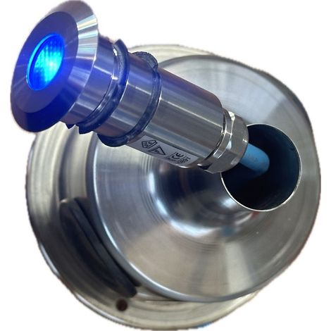 Encastré de sol LED 0.5W bleu Ø 37mm alu alim 24V DC (non incl) carrossable 1t avec pot d'encastrement Ø 116mm IP68 BEGA 8688 (1/5)
