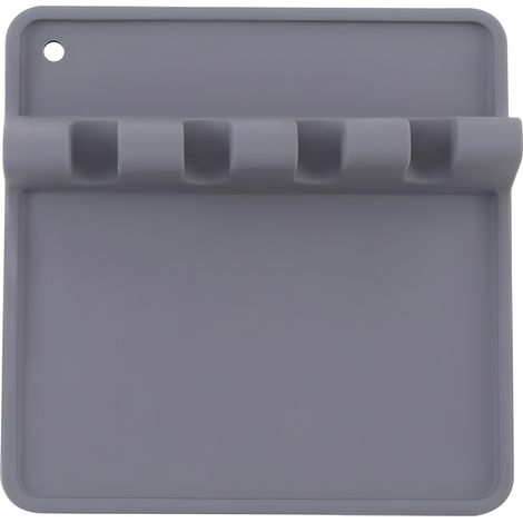 Support Pour Ustensiles De Cuisine - En Silicone - Résistant À La Chaleur - Pour Cuillères Spatules Et Fouets - Gris - 2 Pièces (1/5)