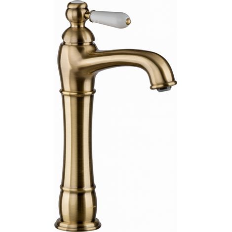 PaulGurkes Nostalgie Armatur Bronze Messing Lang für Aufsatzwaschbecken (1/4)