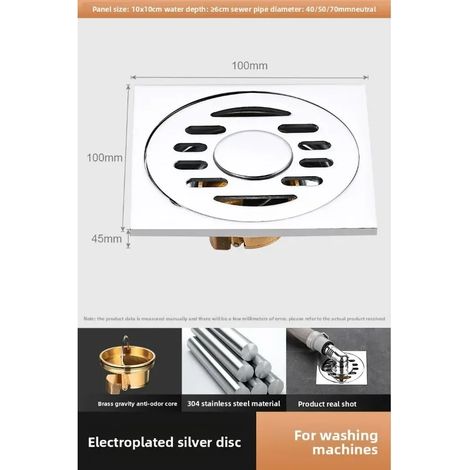 (10X10 B)Floor Drain Square 15xStainless Steel Drain Toilet Balcony Bathroom Shower Anti-odor Drains Tile Insert Waste Grates New (1/4)