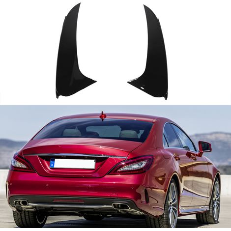 Heckstoßstangen-Canards (ein Paar, links und rechts) kompatibel mit Mercedes-Benz CLS-Klasse W218 C218 AMG-Line Facelift (2014–2017) (ZST-156), Schwarz glänzend (1/5)