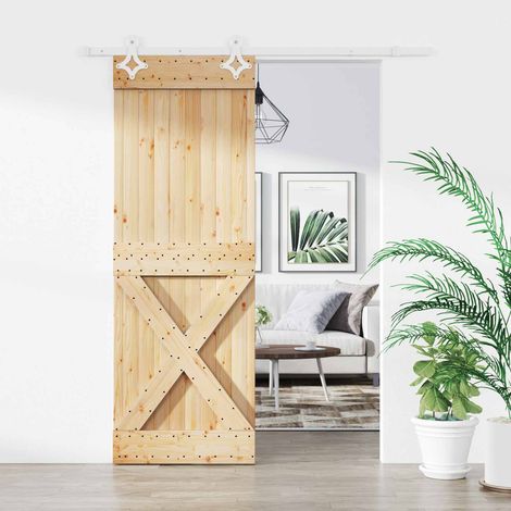 vidaXL Porta scorrevole Naturale e Bianco 80 x 210 cm