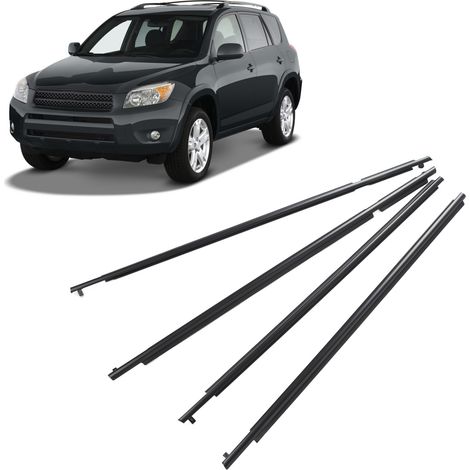 Ensemble de quatre pièces de garniture et de joint de fenêtre convenant à Toyota RAV4 2006-2008 (75710-42030 75720-42030 75730-42020 75740-42020) (surdimensionné)