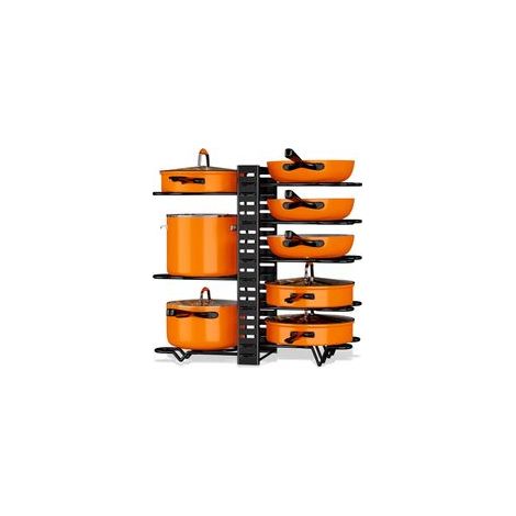 Rangement Casserole Tiroir Cuisine, Range Casserole avec 8 Compartiments Réglables, pour Les Ustensiles Poêles, Couvercles, Poele