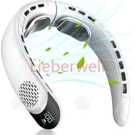 4000mAh Battery, PASSIONOVA INN Bladeless Neck Fan, 3 Speeds 4800-7300 RPM, Quiet Portable Wearable Fan, White, 350g (1/4)
