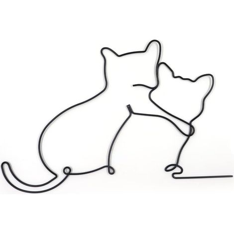 CCYKXADecor Murale Metal, Decoration Murale Fer, Art Mural Minimaliste en Métal, Décoration Murale en Fil de Chat en Mét pour Salon, Chambre à Coucher (1/5)