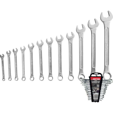 Dekton 12pc Combination Spanner Set Metric Steel Chrome Plated 6mm - 22mm (1/2)