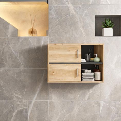 Meuble de salle de bain madera Natural en MDF 80 x 35 x 57,5 cm (1/5)
