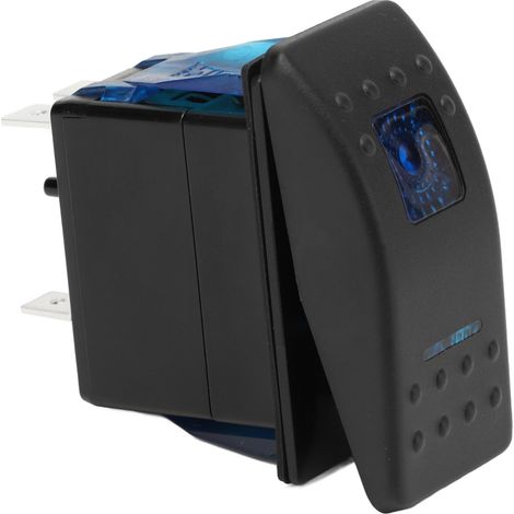 Interrupteur à bascule étanche 5 broches ON OFF unipolaire bidirectionnel LED bleu rétroéclairé 12-24V pour bateaux SUV camions (1/5)