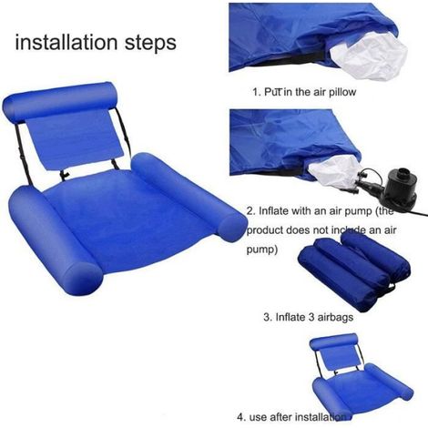 Hamac Flottant Gonflable - - Avec panneau de mousse - Bleu (1/4)