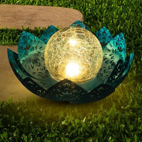 Lotus Outdoor Solar Lamp - Garden Decoration - Turquoise Blue - Waterproof IP65 - LED - Vintage (1/5)