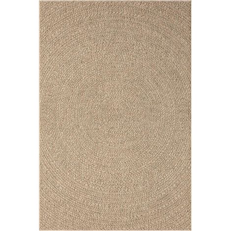 Tapis extérieur intérieur 120x170 beige LYN13 REZY aspect jute motif rond  ton sur ton
