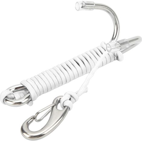 Crochets de plongée en acier inoxydable, double crochet de récif avec cordon spiralé pour activités sous-marines, sécurité des plongeurs, blanc (1/5)