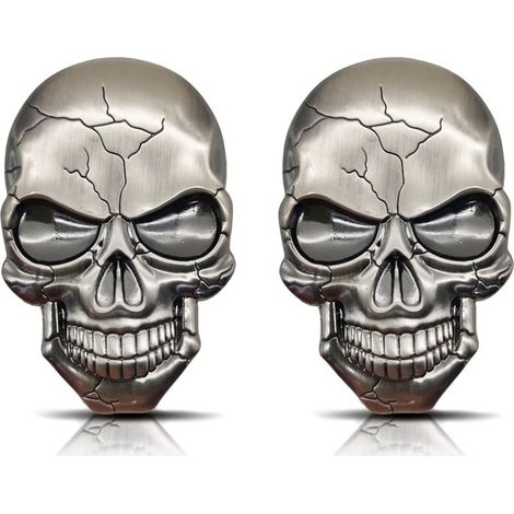 Stück 3D-Metall-Totenkopf-Motorrad- und Autoaufkleber, Totenkopf-Aufkleber, Autoaufkleber, Stoßstangenaufkleber, Fahrzeug-Dämonen-Ornament-Aufkleber, Totenkopf-Kühlschrankaufkleber