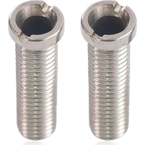 Zwei silberne Edelstahl-Hohlschrauben (1,5 x 1,5 x 4,5 cm) zur Verwendung mit Zubehör für Küchenspülenabläufe. (1/5)