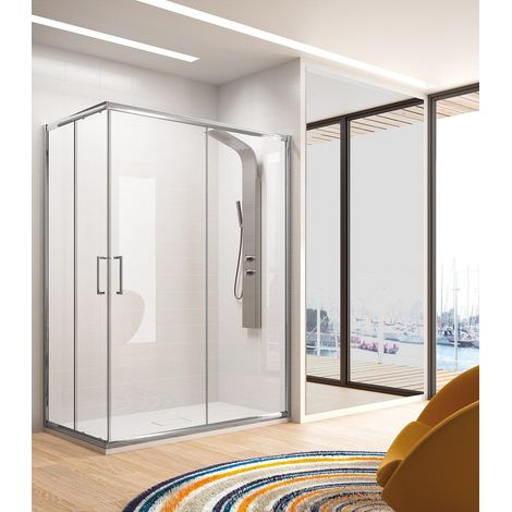 KASSANDRA BEL-LA Mampara Angular Ducha 2F+2C Plata Transparente - Medida: 90x90 cms - ref: BL6071616S190086+BL6071616S190086