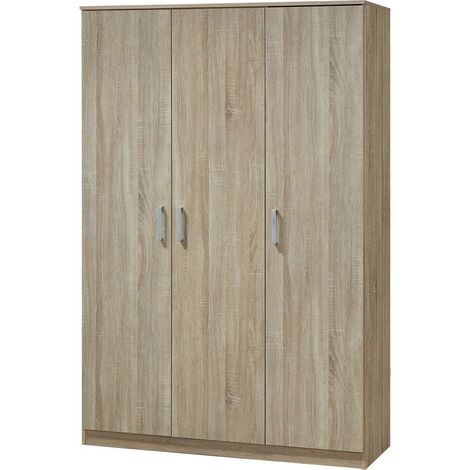 Armadio BERGAMA 3 porte, rovere Sonoma, maniglie grigie, stile contemporaneo e pratico (1/4)