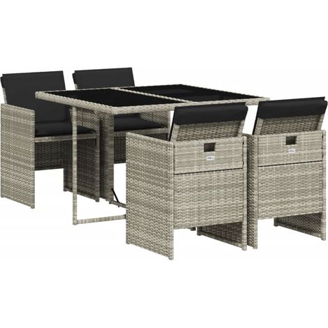 Maison Exclusive - Set comedor de jardín 5 pzas cojines ratán sin (1/5)