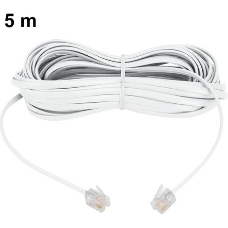 Câble téléphonique vers rallonge téléphonique modulaire mâle, câble téléphonique avec coupleurs de ligne RJ11 standard,5m