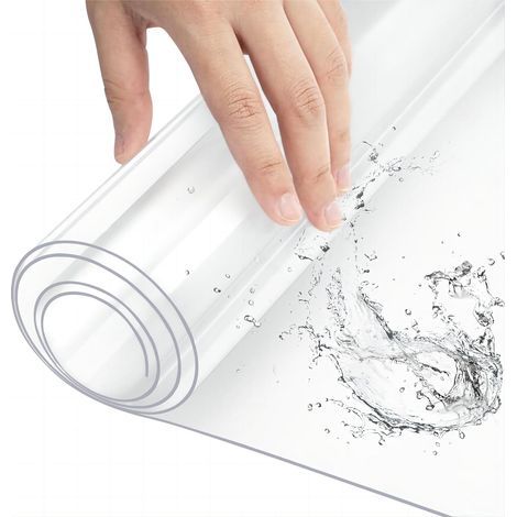 Nappe transparente en PVC 90 x 180 cm épaisseur 1 mm imperméable anti-rayure facile à nettoyer protection optimale pour table (1/5)