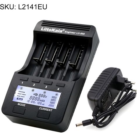 LiitoKala Lii-500 Kit de chargeur de batterie Intelligent à 4 emplacements pour écran LCD Rechargeable Li-ion 3.7 V et 1.2 V Ni-MH (1/5)