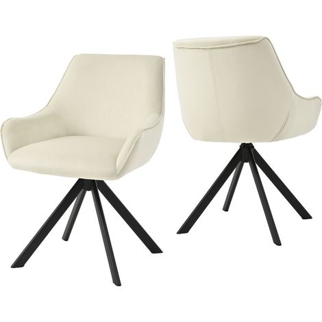 Goeurvant 360° drehbarer Sessel mit geschwungener Rückenlehne und weichem Kissen, perfekte Kombination aus Stil und Komfort - 2er Set - Cremeweiß