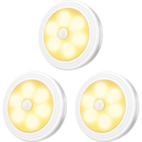 Lampe de Placard/Armoire LED,3pcs Lampes Armoire Veilleuse,Eclairage LED Détecteur de Mouvement avec Base Magnétique,pour Escalier Cuisine Vitrines Cabinet (Alimenté par Batterie) (1/5)