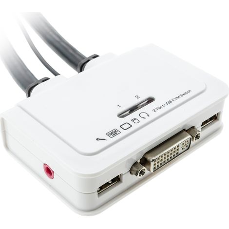 BeMatik - Compact commutateur KVM USB DVI AUDIO 1KVM à 2CPU (1/5)