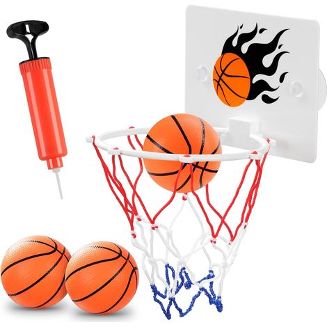 Mini Jeu de Basketball 4pcs Mini Panier de Basket pour Chambre,avec Ventouse et Pompe à air Basket-Ball Ventouse pour l'extérieur Bureau à la Maison Mini Panier de Basket (1/5)