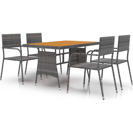Maison Exclusive - Set da Pranzo per Esterni 5 pz in Polyrattan Grigio (1/5)