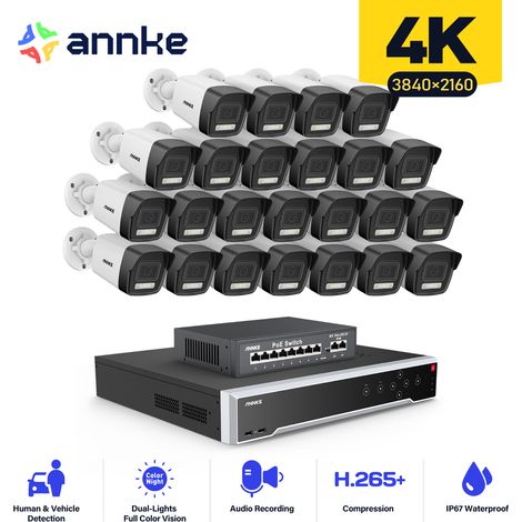 ANNKE 32 Kanal Überwachungskamera Aussen Set mit 24 PoE IP Kamera Nachtsicht, Bewegungserkennung, IP67 (1/5)