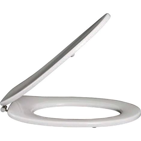 Abattants de toilette, charnières en acier inoxydable, En Duroplast Blanc