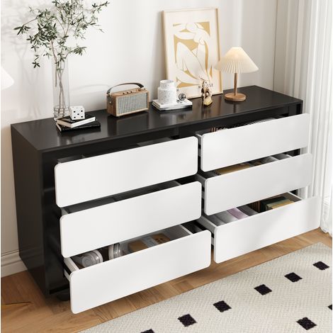 mobile cassettiera 140 cm bianco nero elegante OKMYHOME (1/5)