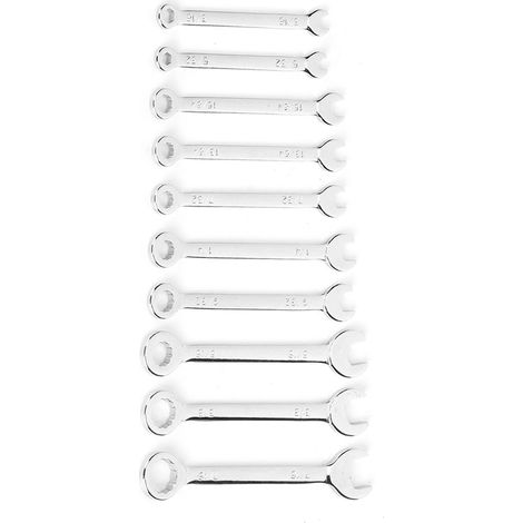 Jeu de 10 clés mixtes dodécagonales pentalobes, ouverture 4-11mm/(5/32-7/16in), clés à fourche et à œil, acier robuste, usage professionnel et domestique. (1/5)