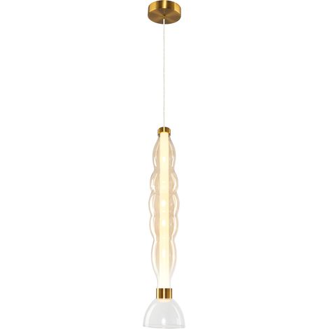 Elegante lampada a sospensione decorativa per soggiorno e sala da pranzo, in vetro allungato, color ambra, luce calda, LED 18W LUCCO Milagro (1/5)