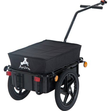 CARRELLO A RIMORCHIO PER BICICLETTA PORTA OGGETTI IN ACCIAIO 144X59X80CM