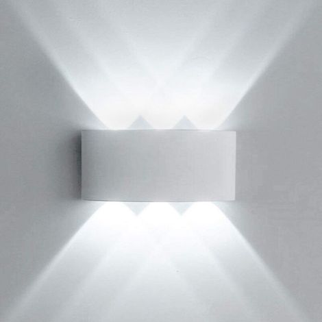 Moderne Applique Murale LED Interieur Aluminium , Blanc Lampe Murale Up Down LED pour Chambre Salon Couloir Porche Escalier Maison - 6W Blanc Froid (1/4)