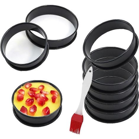 Lot de 8 cercles à muffins anglais antiadhésifs en acier inoxydable, 8 cm de diamètre. (1/5)