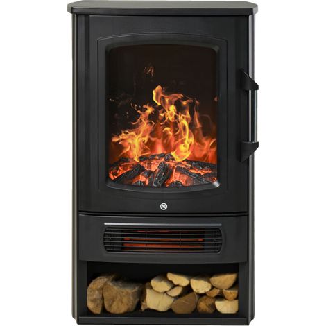 Cheminée électrique avec chauffage, cheminée électrique avec effet flamme LED, cheminée décorative 1000W/2000W avec thermostat, poêle-cheminée électrique, noir (1/5)