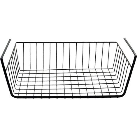 Cesto portaoggetti sospeso con ripiano, 40x26x14 cm, in acciaio nero opaco
