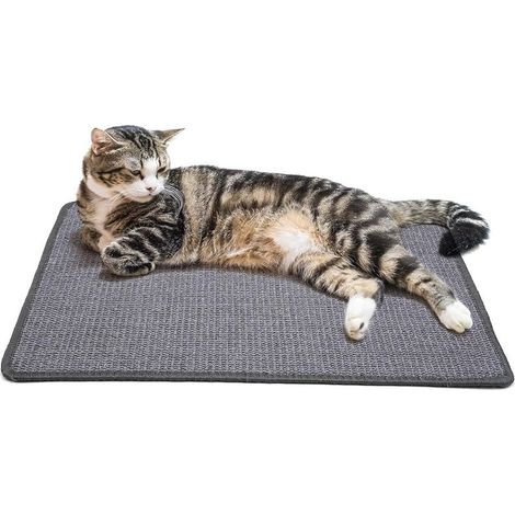 Tapis Griffoir Chat en Sisal Naturel Tapis à Gratter pour Chat Tapis Sisal Chat Chaton Protège Tapis et Canapés Pratique Antidérapant Jouet de Soins pour Griffes Rectangle Gris Foncé