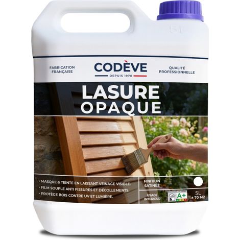 Lasure Opaque - 5 L - Codeve Bois - Chêne clair - Pour Masquer Les Veines D'un Bois Trop Foncé, Grisé, Noirci Ou Taché. (1/5)