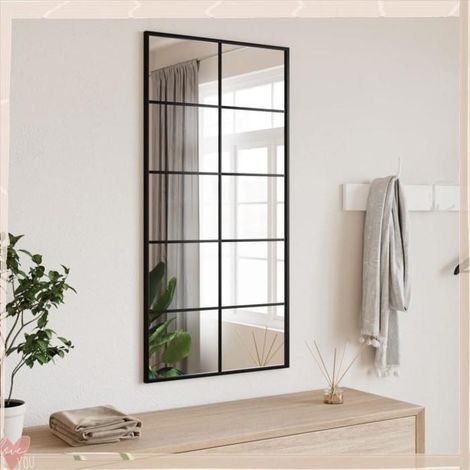 358649 Miroir mural noir 50x100 cm rectangulaire fer (1/5)